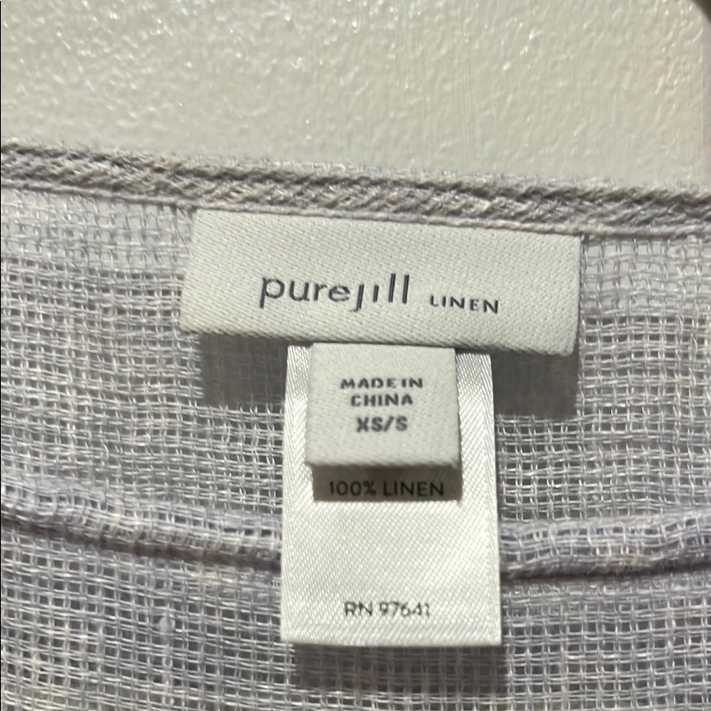 J. Jill Gray and White Boxy Short Sleeve Blouse - Picture 2 of 5